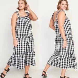 Old Navy gingham ruffle tiered midi maxi dress